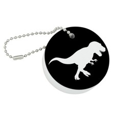 Dinosaur Tyrannosaurus Rex Black White Floating Keychain Round