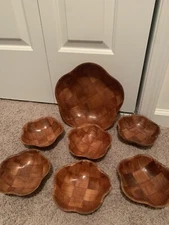 Mid Century Modern Salad Bowl Set. Large Serving Bowl And 6 Salad Bowls.