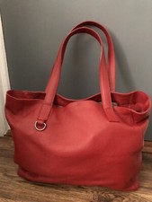 Maurizio Taiuti Genuine Grain Leather Tote Bag, Red, New
