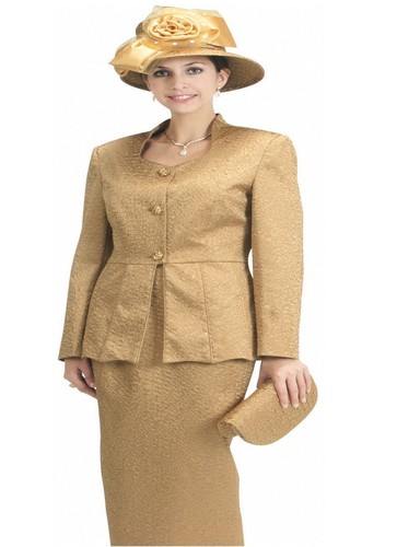 Sunday Best Women Church Suit Gold Stereo Check Set 2 Peices L366 - Foto 1 di 3