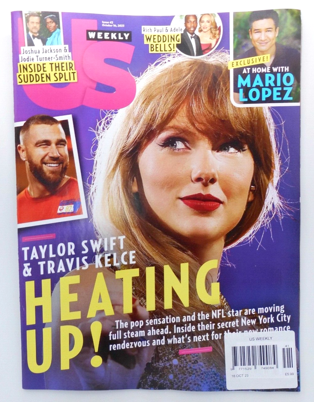 US Weekly magazine 16th Oct 2023 Taylor Swift & Travis Kelce, Mario Lopez &