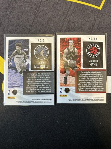 20-21 Panini Illusions Jaden McDaniels & Malachi Flynn Instant Impact Rookie (2) - Picture 2 of 2