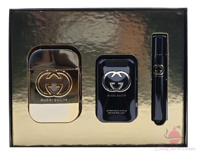 Gucci Guilty 3 PC Gift Set-2.5oz EDT Spray+3.3oz BLotion+.25oz Mini Pen