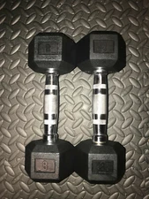 NEW COATED RUBBER HEX DUMBBELLS select-weight 5, 10,15, 20, 25,30 SET LOTS L@@K!