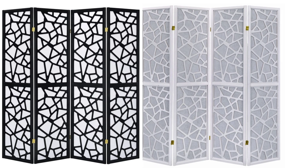 LEGACY DECOR 3 or 4 Panel Room Divider Privacy Screen Panel Mosaic Cuts Black or White Color