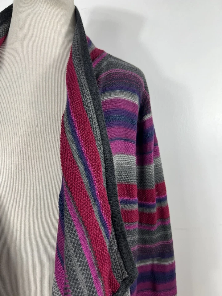 Ralph Lauren PXL Petite XL Cardigan Sweater Gray Purple Stripe Waterfall L3 - Image 3 of 4