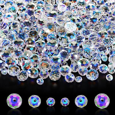 WILLBOND 600 Pieces Crystal 8 millimeter,6 millimeter,4 millimeter, AB Color 
