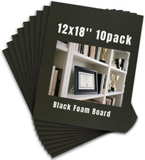 10 Pack 12X18'' Black Foam Board, Black Poster Board, 3/16" Thick Art Foam Core
