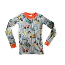 Hanna Andersson Gray CONSTRUCTION TRUCK Print Pajama Top Boy's Sz 6-7