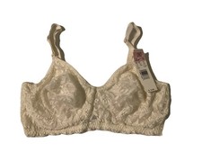 Vintage Fruit of the Loom Bra Ivory Lace Semi Sheer Underwired Size 38D NWT