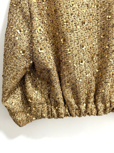 ZARA VIRAL ZW COLLECTION SEQUIN JACKET GOLD ROUND NECK NEW SIZE M REF 7925 993 - Picture 7 of 16