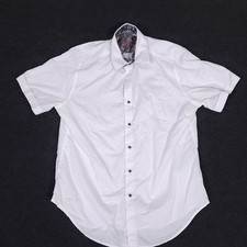Robert Graham Button Up Shirt Mens Large Classic Fit White Paisley Short Sleeve