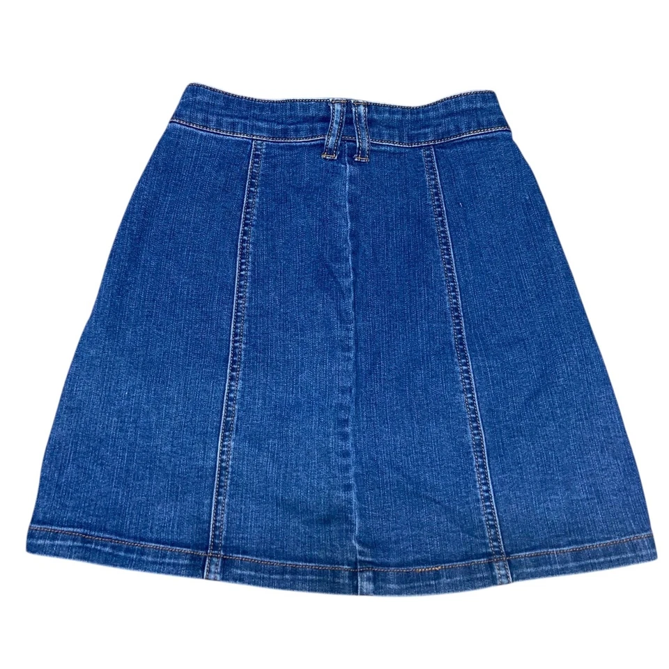 Falda Vaquera Mudd Y2K Años 90 Vintage Línea A Floral Bordada Botón Frontal Talla 0 Foto 2 de 4