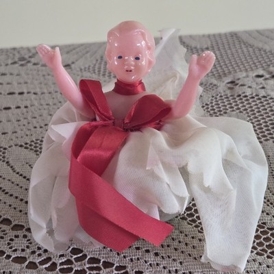 Vintage Lyn White New York Lavendar Scent Satchel Plastic Half Doll Pin Cushion