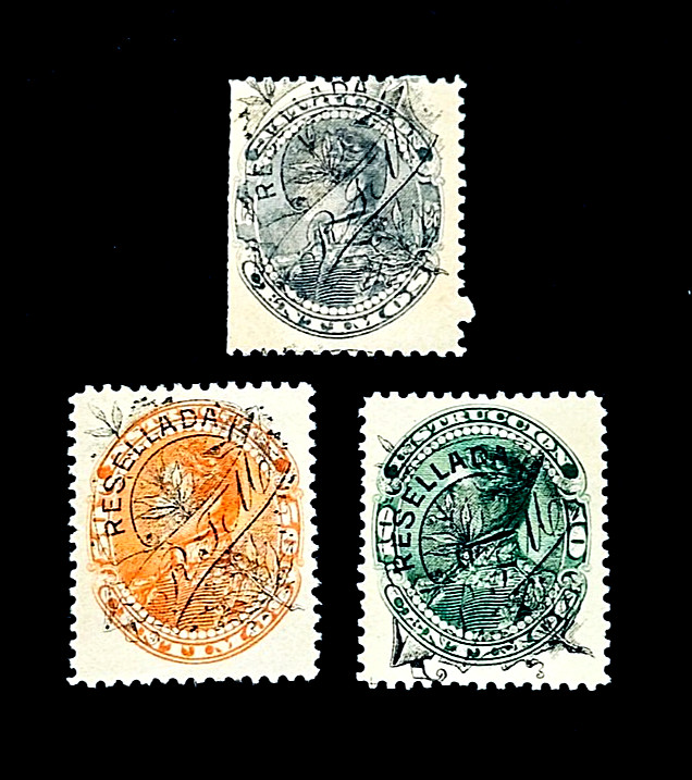 VENEZUELA Stamp Lot - 1900 Simon Bolivar Overprint RESELLADA Fiscal Tax MH r39