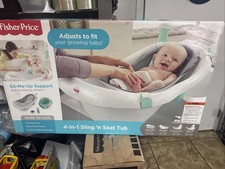 Fisher-Price 4-1 sling 'n seat tub-new-distress box-complete