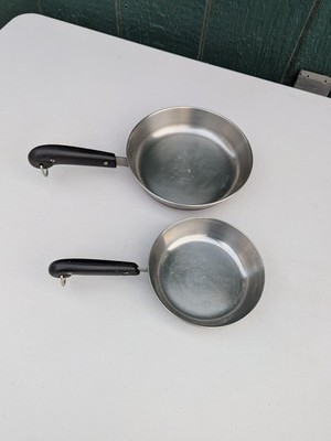 Revere-Ware Copper Bottom Skillets 8'' & 6'' Pans Frying Kitchenware