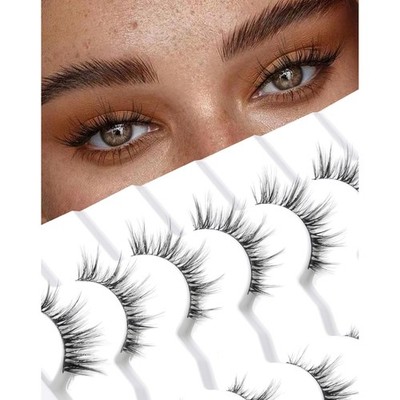 False Wimpern 7 Paar, Naturwimpern, leicht, wiederverwendbar, für Alltag, Party