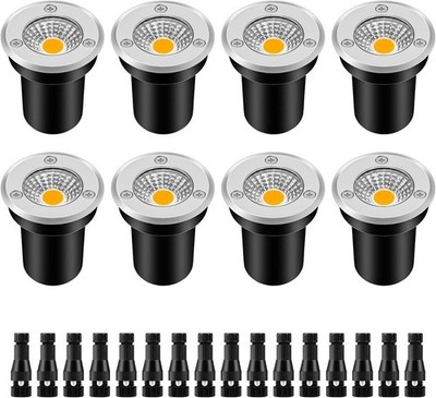 8-Pack Low Voltage LED Well Lights - 3W 12V-24V IP67 Waterproof