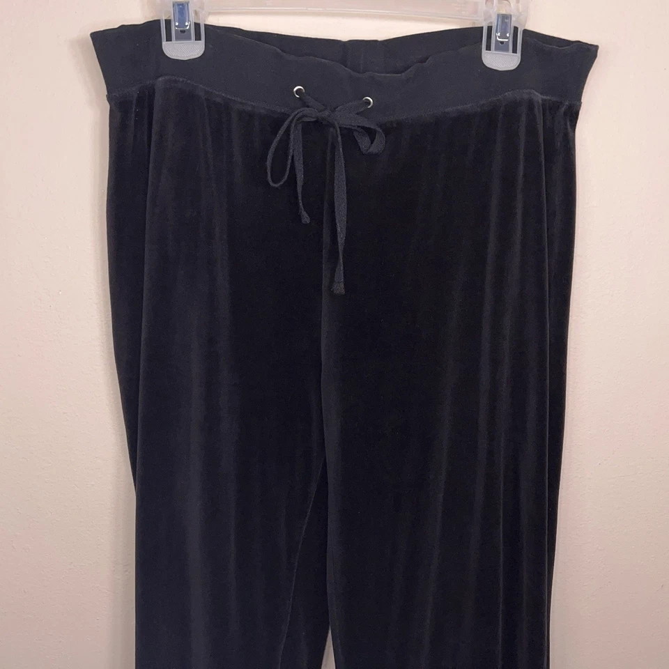 Pantalones de terciopelo negros grandes Champion vintage con cordón elástico ropa de salón informal Foto 3 de 4
