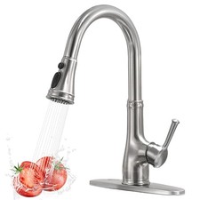 Kitchen Faucet with Pull Down Sprayer, Stainless Steel Brushed Nickel Vintage