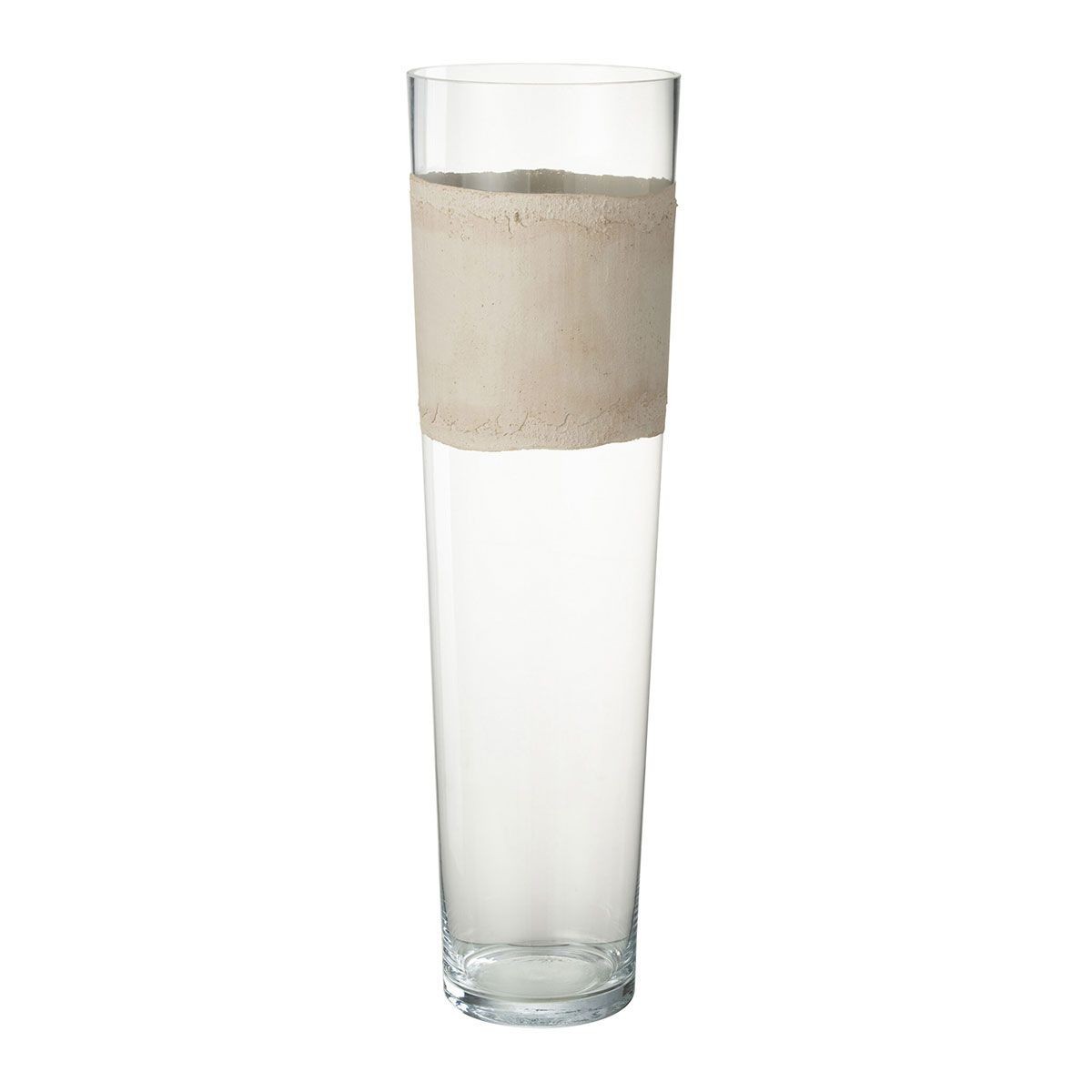 Vase en verre haut de gamme Delph 60cm transparent et beige sablé