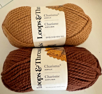2-LOOPS & THREADS CHARISMA YARN-COLORS CARMEL & CAPPUCCO -109 YDS EACH