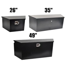 Black Steel 26"/35"/49" Truck Tongue Tool Box Trailer Flatbed Storage Toolbox