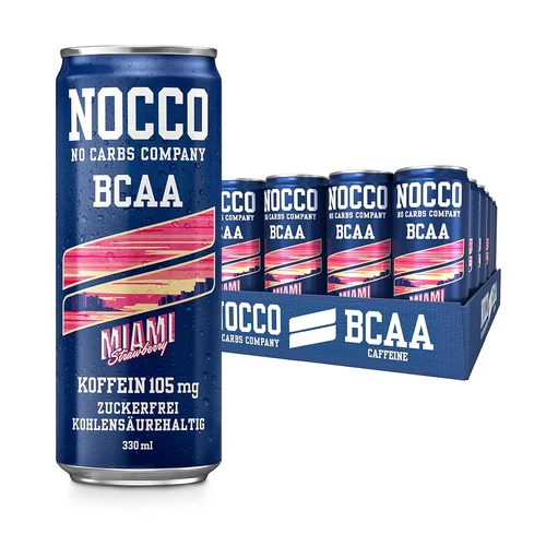 NOCCO BCAA Energy Drink Pack of 24 - Sugar-Free Vegan Energy Drink with Caffeine