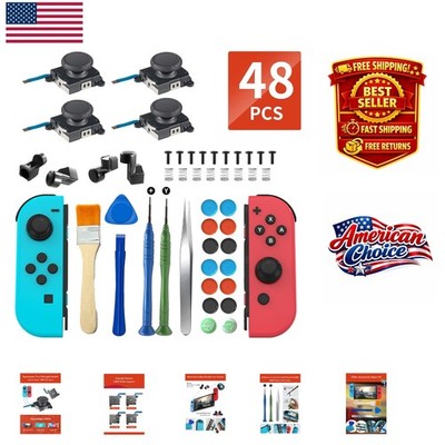 Complete Joystick Repair Kit for Switch Joycon - 4 Sticks, Metal Buckles & Tools