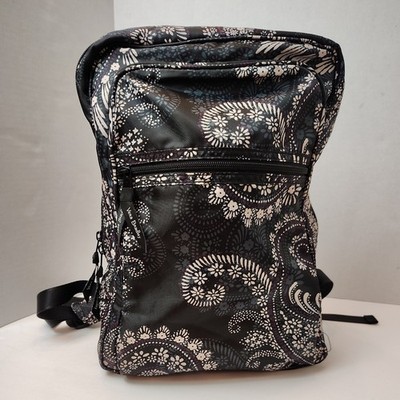 Vera Bradley Lighten Up LARGE Nylon Packable Backpack Paisley Black Grey White 
