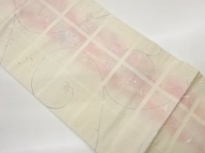 7817686: JAPANESE KIMONO / CHECKERED PATTERN / FLORAL ARABESQUE DESIGN / WOVEN-