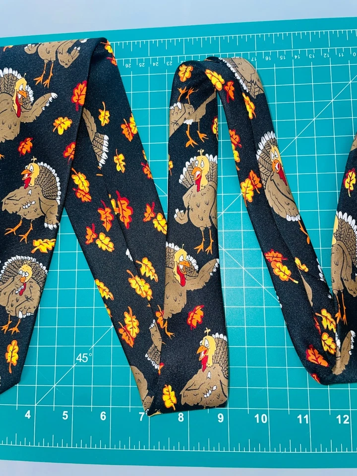 Corbata Ralph Marlin Pavo Acción de Gracias Otoño Tema Naranja Negro Hojas Hoja Foto 4 de 4