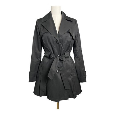 Via Spiga Black Princess Coat Jacket Raincoat Belted Trench