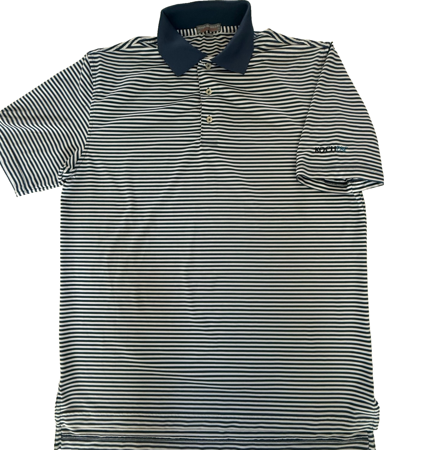 Peter Millar Summer Comfort Golf Polo Stripe Performance Shirt Size M Logo