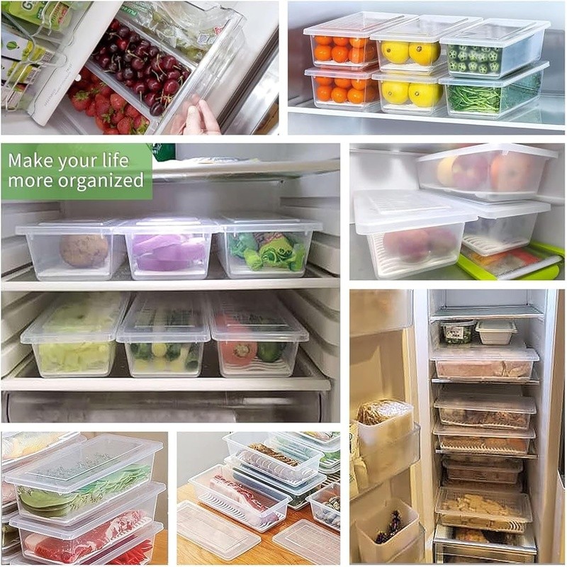 Produce Storage Containers BPA Free Vegetable Fruit Saver Stackable Organization