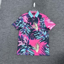Sunday Swagger Polo Shirt Mens Small Pink Tropical All Inclusive Golf Stretch