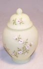 Fenton Custard Uranium Glass Temple Jar Pink Flowers Hand Painted Signed GLOWS