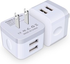 USB Wall Charger, Charging Cube,2Pack Flat USB Charger Block Charging Block F...