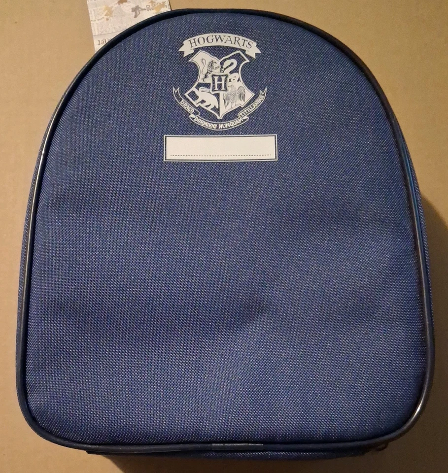Bolsa de almuerzo escolar Harry Potter Hogwarts Crest azul marino dorado estrellado aislada NUEVA Foto 4 de 4