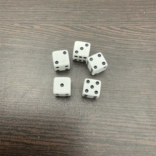 5ct 1.5 cm Dice White with Black Dots Square Corner 6 side D6, Pre-owned