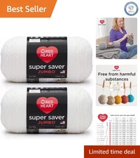 Super Saver Jumbo 2 Pack - 744 Yards of 100% Acrylic White Yarn for All Projects