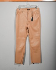 NWT Express Cropped Flare High Rise Brown Faux Leather Pants Sz 8R