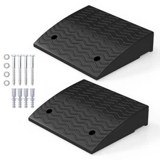 Curb Ramp 2 Pack 4.5" Raised Height Rubber Threshold Ramps w/ Predrilled Holes