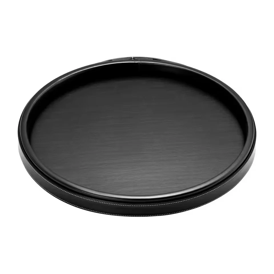 14 In. Stitched Black round Serving Tray - Image 3 of 4