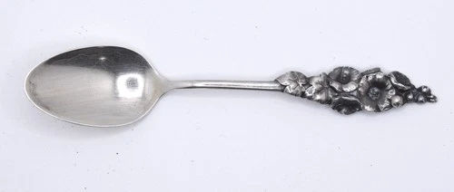 Reed & Barton HARLEQUIN Sterling Demitasse Spoon 5" Wild Rose Floral Art Nouveau