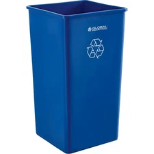 Global Industrial Square Recycling Trash Can 55 Gallon Blue