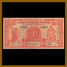 Honduras 1 Lempira, 1961 P-54Aa Maya Sculptures Copan Cir