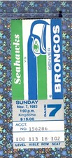 Dave Krieg 142yTD Ticket 1-2-1983 Broncos Seahawks Kenny Easley INT Fmb Rcvy 👀