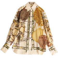 Vintage Hermes Shirt Blouse Long Sleeve Total Pattern Silk Top MOLO-0 Used